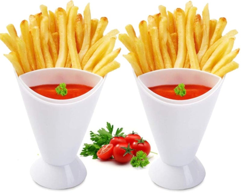 حامل بطاطس مقلية من نولوكسي، حامل مخروط للوجبات الخفيفة، حامل بطاطس مقلية، كوب سلطة، حامل تقديم بطاطس مقلية، أوعية غمس للوجبات الخفيفة، مناسب لتخزين الوجبات الخفيفة، أدوات ومعدات المطبخ (قطعتان)